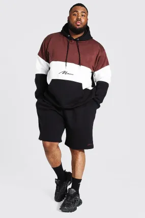 Plus Man Script Colour Block Short Tracksuit