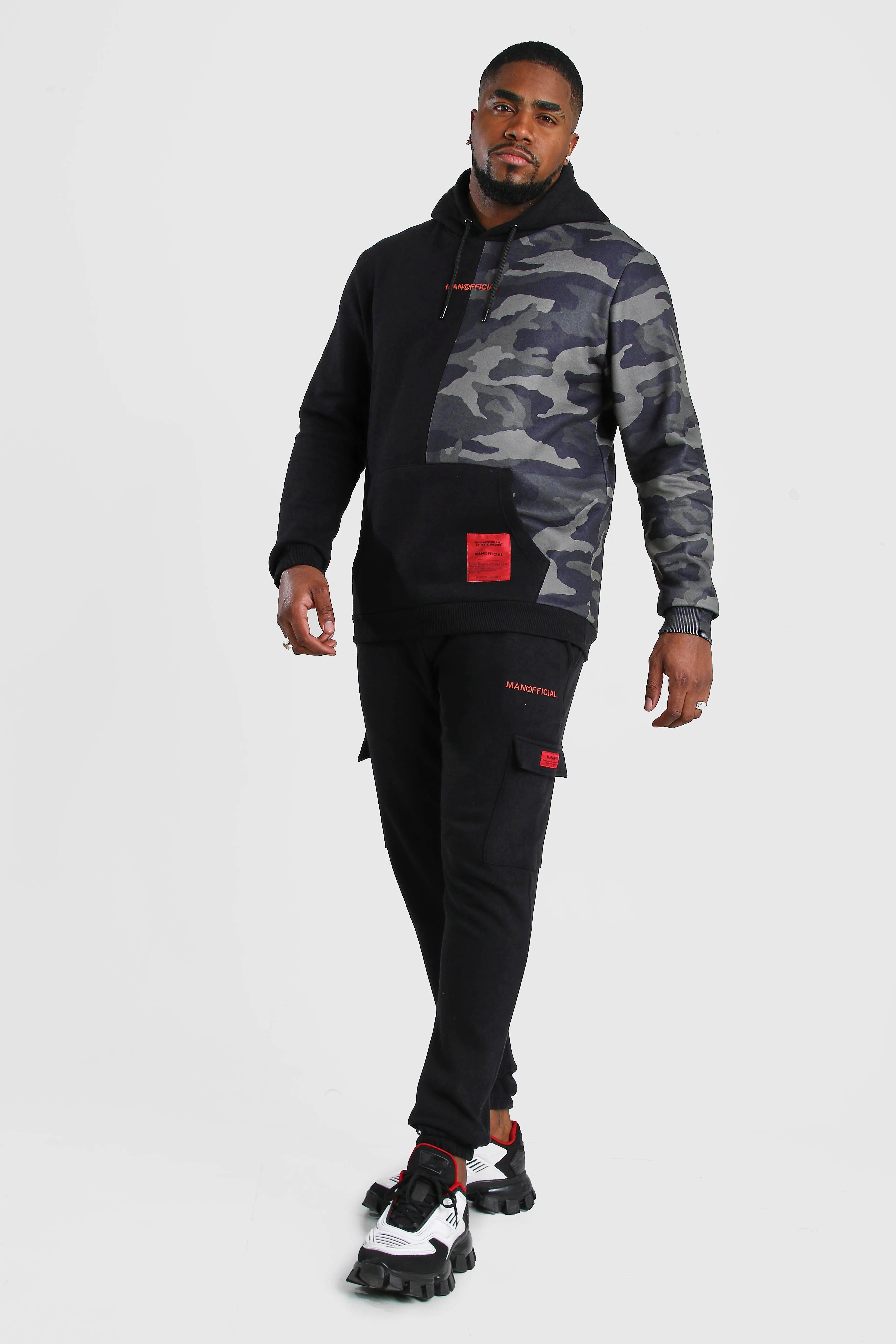 Plus Size MAN Official Spliced Tracksuit | boohooMAN UK