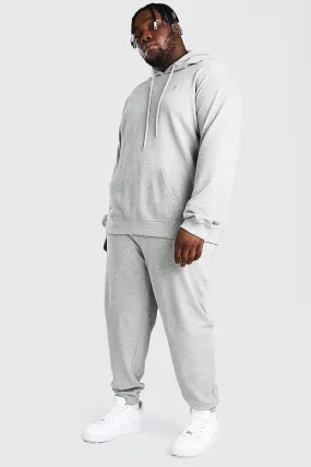 Plus Size Pique MAN Script Hooded Tracksuit | boohooMAN UK