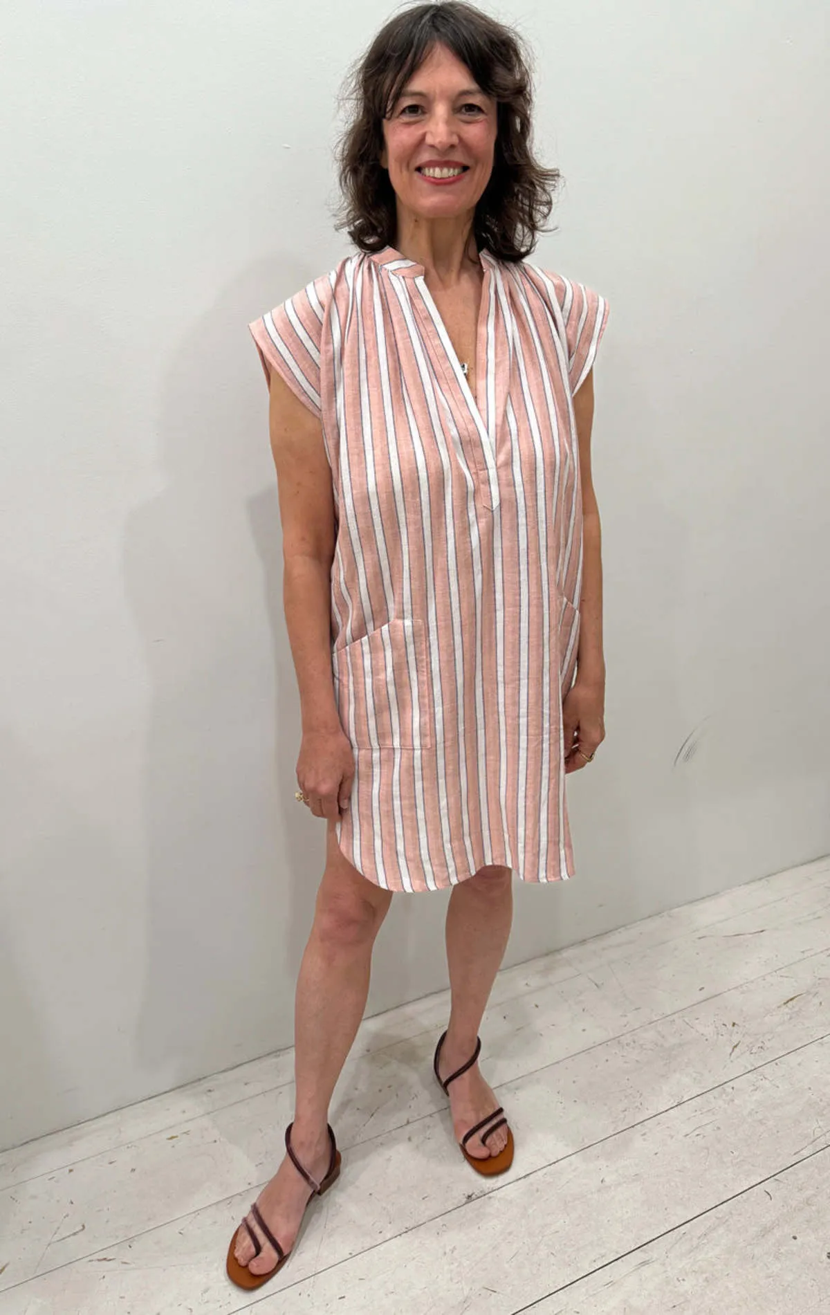 Pocket Tunic - Pink/White Stripe