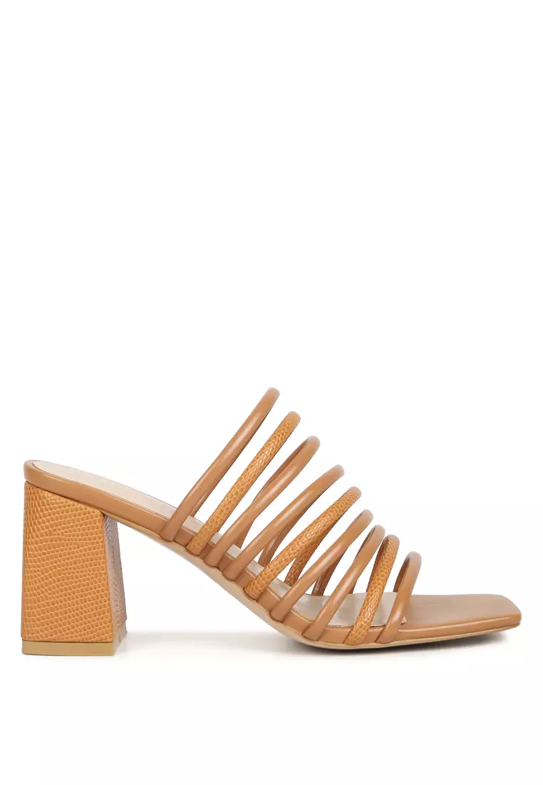 Rag & CO. Strappy Slip On Sandals in Tan