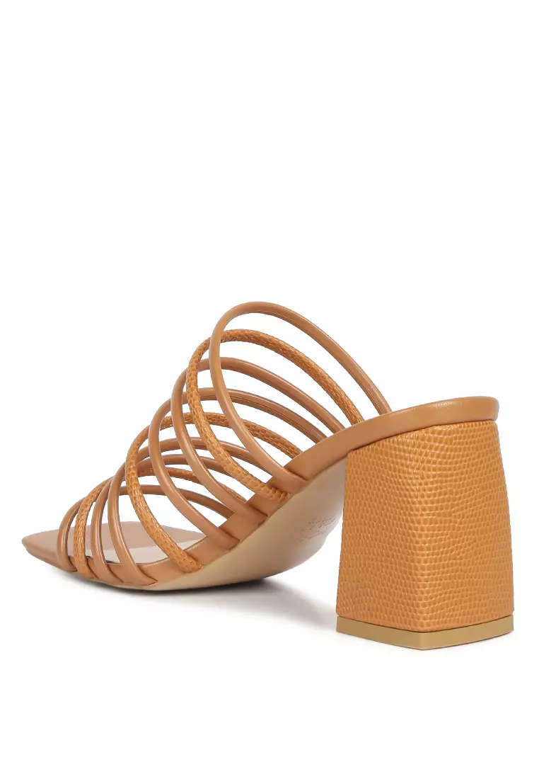 Rag & CO. Strappy Slip On Sandals in Tan