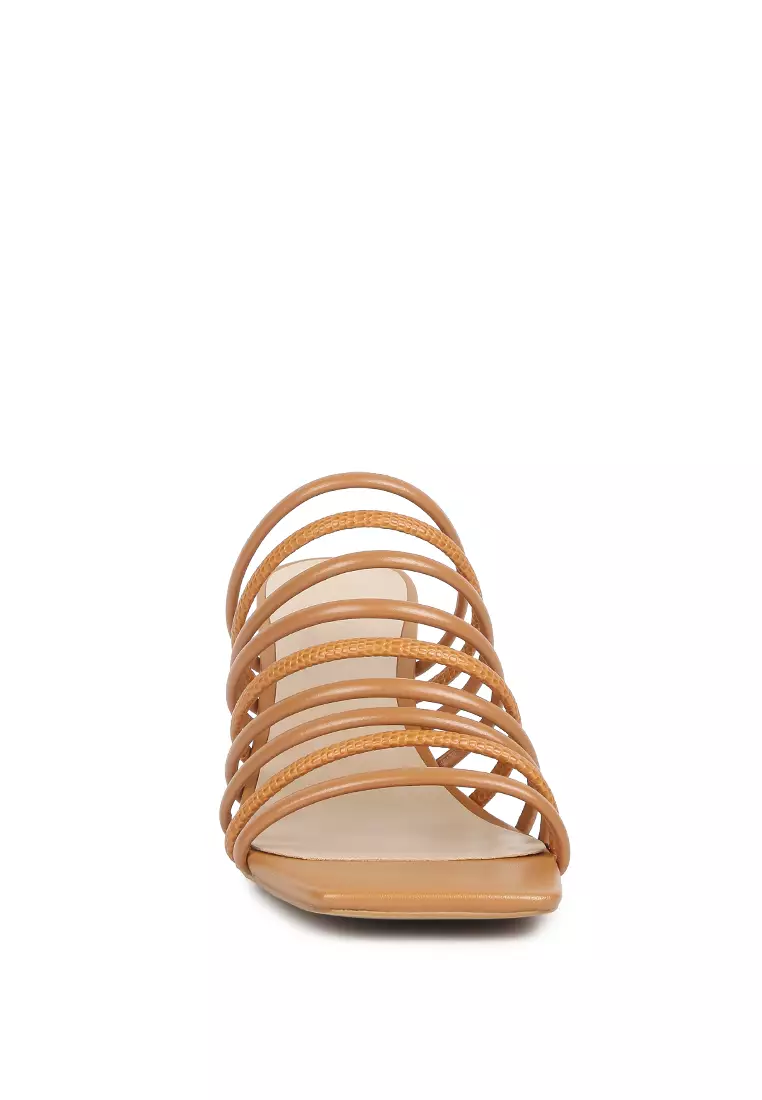 Rag & CO. Strappy Slip On Sandals in Tan