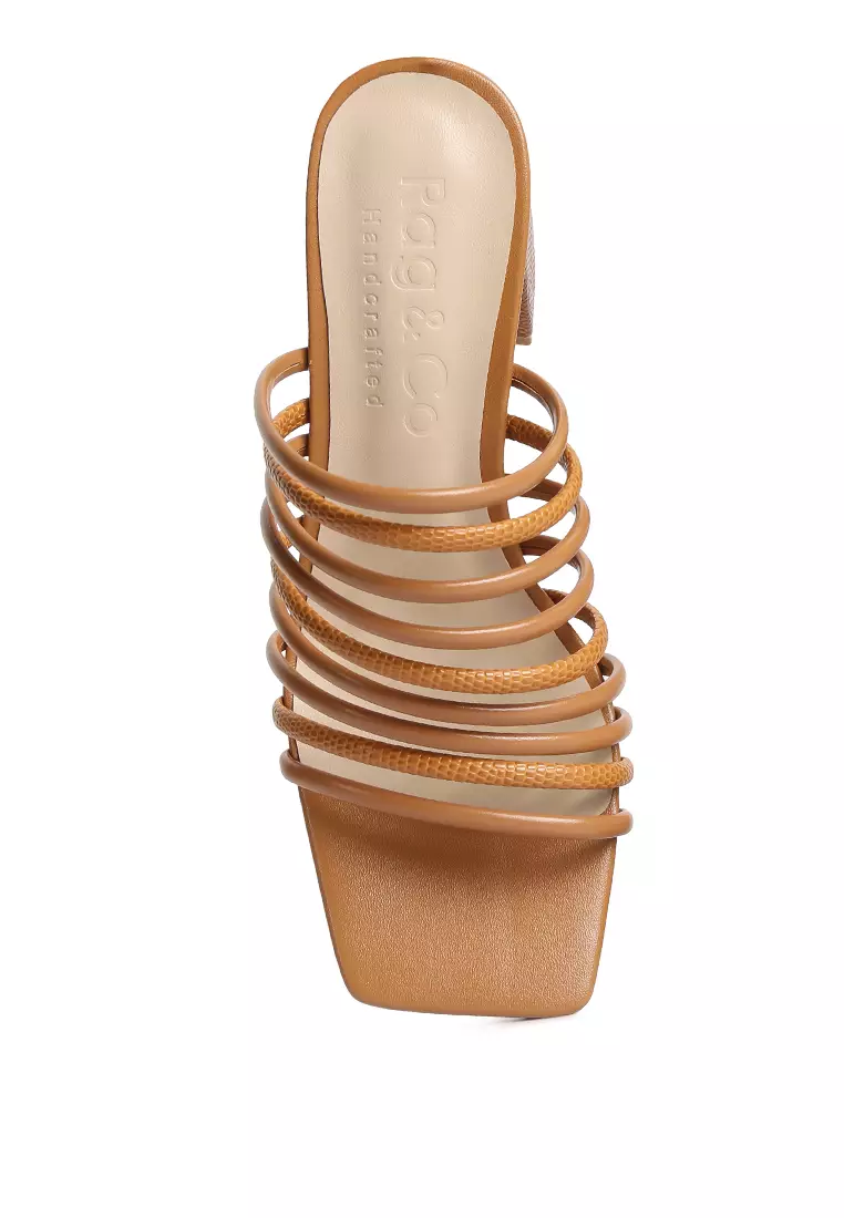 Rag & CO. Strappy Slip On Sandals in Tan