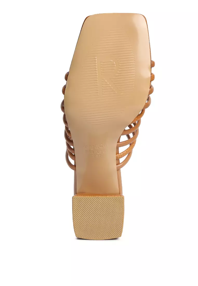 Rag & CO. Strappy Slip On Sandals in Tan