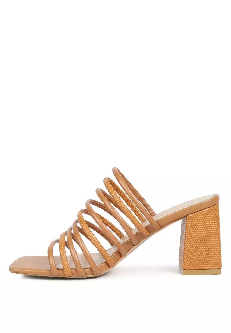 Rag & CO. Strappy Slip On Sandals in Tan