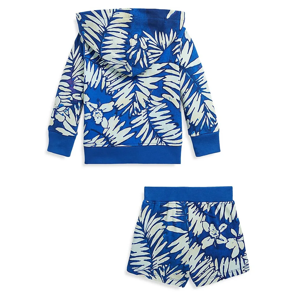 Ralph Lauren Baby Girl's 2-Piece Tropical Spa Terry Hoodie & Shorts Set