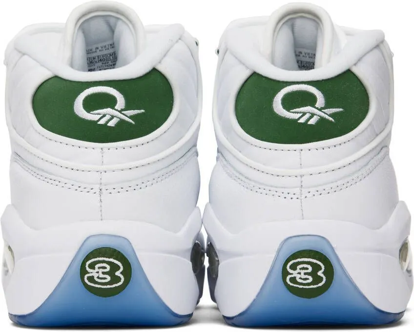 Reebok Classics White & Green Question Mid Sneakers