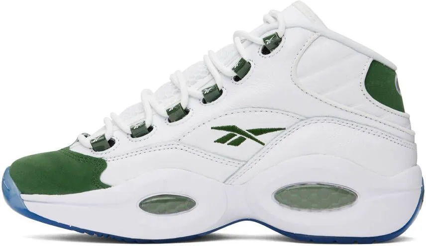 Reebok Classics White & Green Question Mid Sneakers