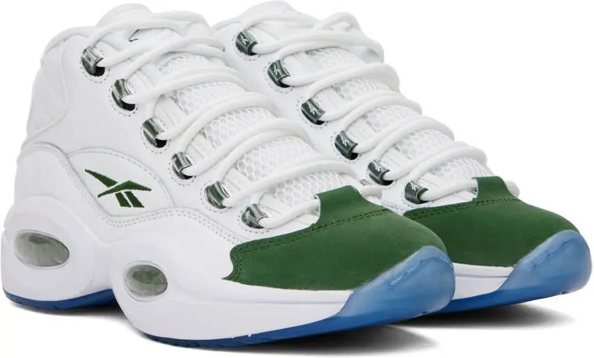 Reebok Classics White & Green Question Mid Sneakers