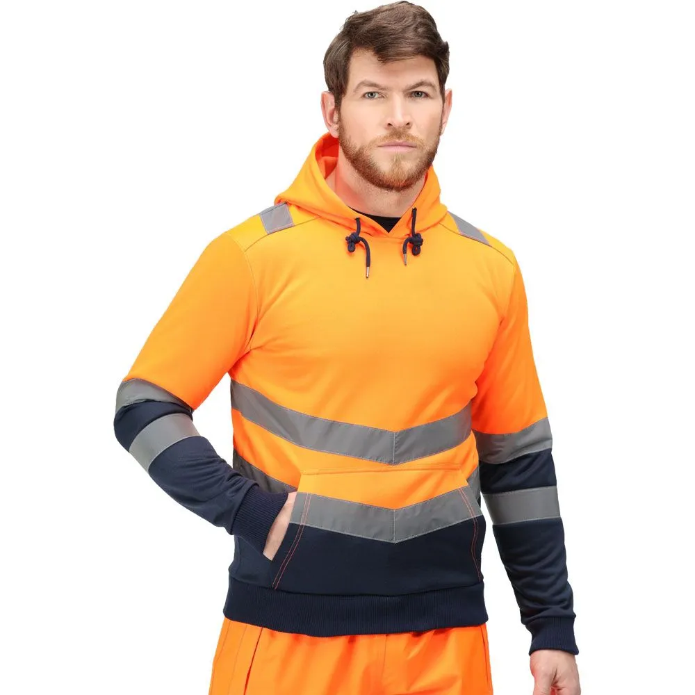 Regatta Professional Mens Hi Vis Reflective Over Head Hoodie