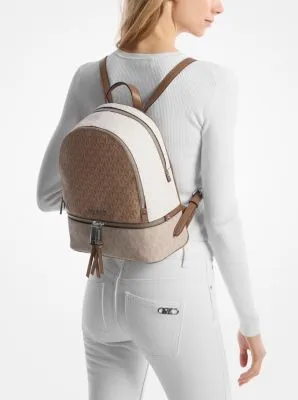 Rhea Medium Color-Block Logo Backpack