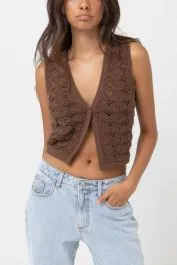 Rhythm Sunny Knit Vest - Chocolate