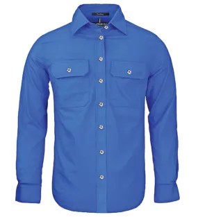 Ritemate Workwear RM600BT Womens Pilbara Open Front L/S Shirt - Cotton - Cobalt Blue - 6