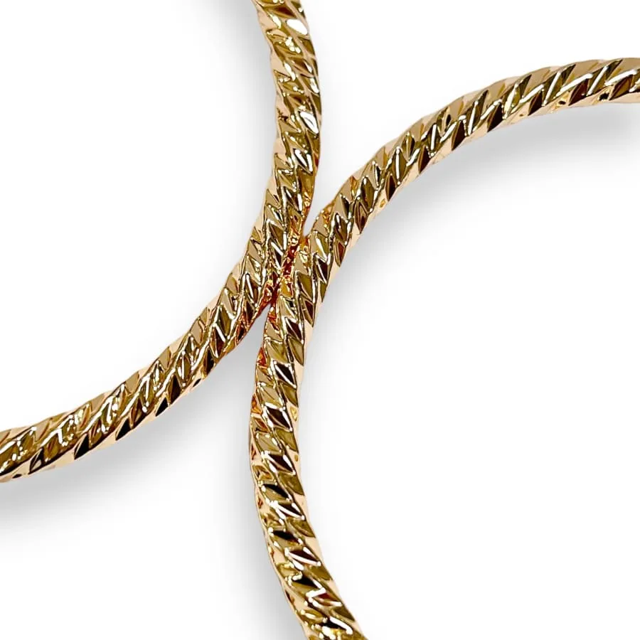 Rope like diamond cut 14k of gold plated hoops earrings