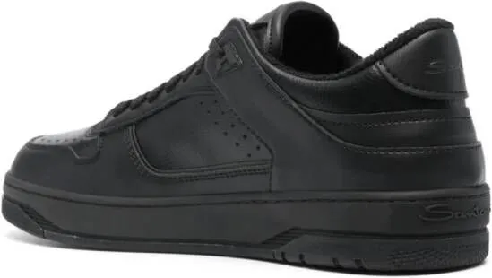 Santoni logo-print leather sneakers Black