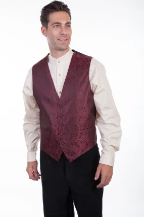 Scully Mens Burgundy Polyester Paisley Vest