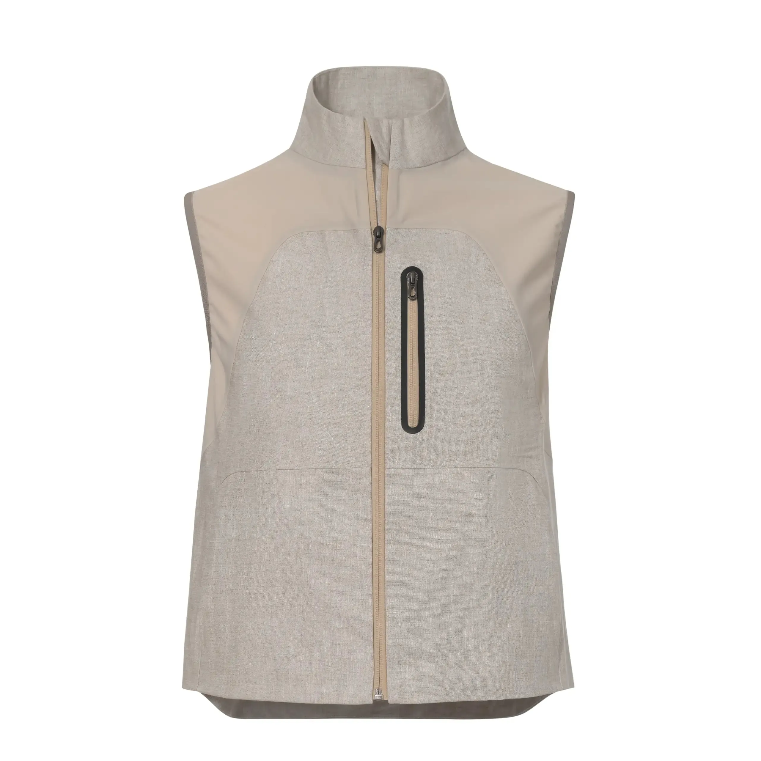  Sease V-8 3 Layers Linen Vest in Beige