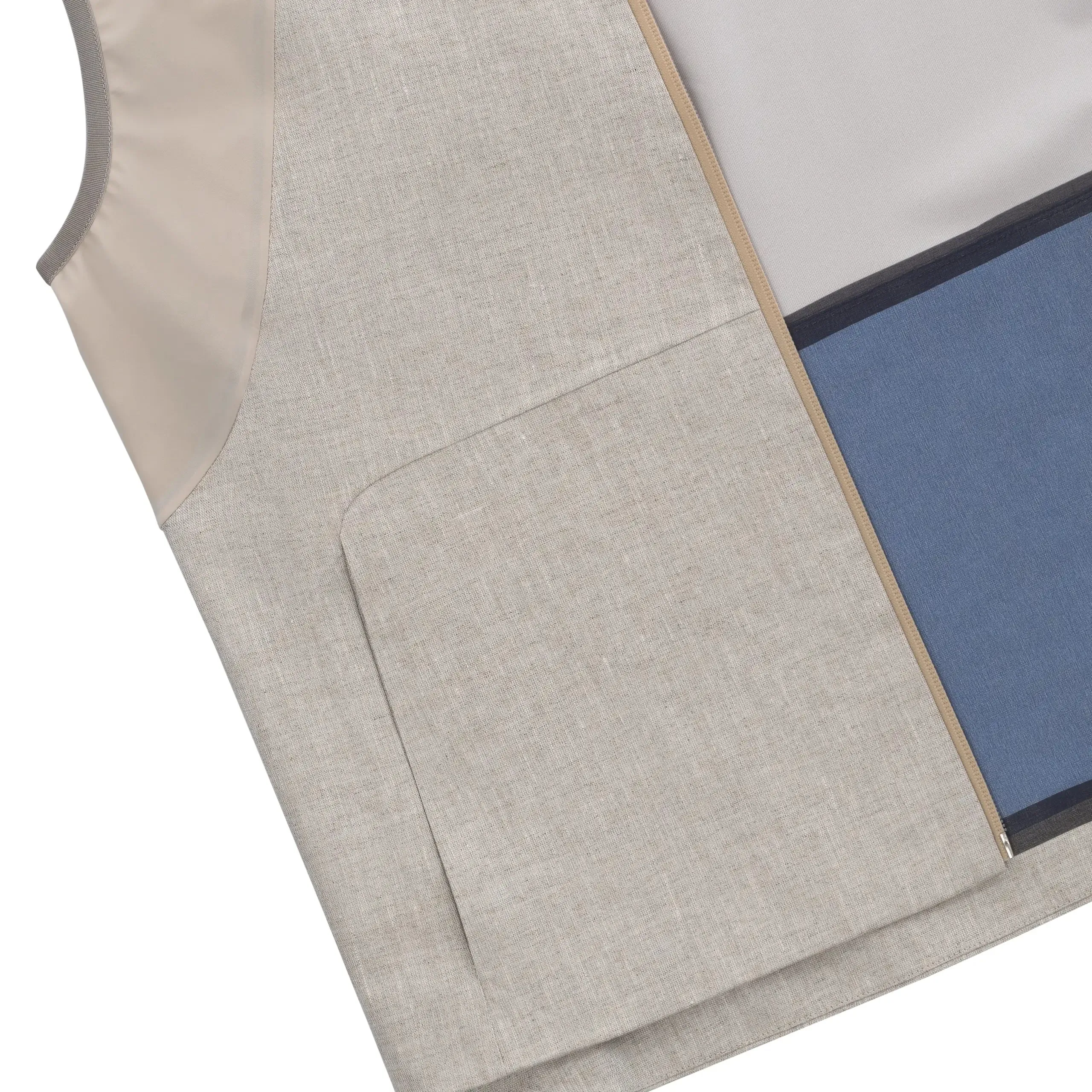  Sease V-8 3 Layers Linen Vest in Beige