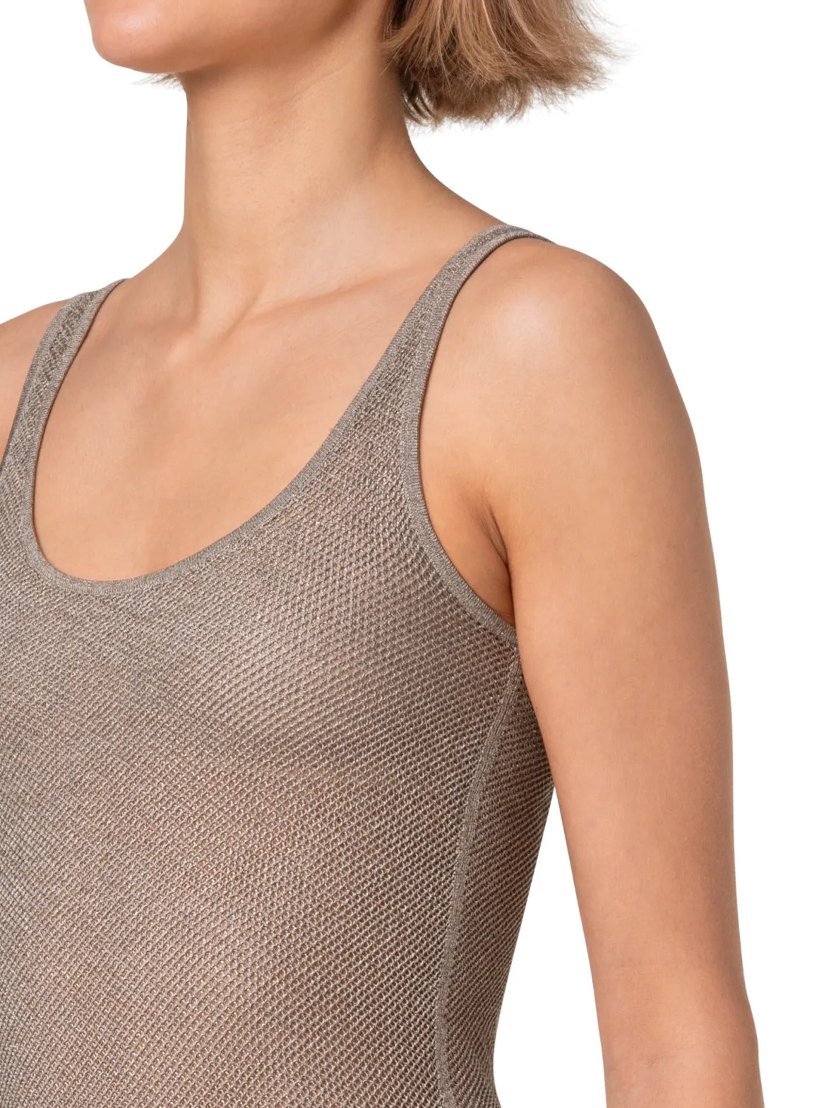 Sheer Silk Mesh Knit Tank