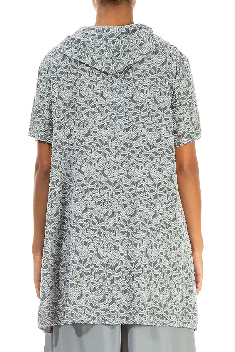 Short Sleeves Floral Sage Silk Tunic