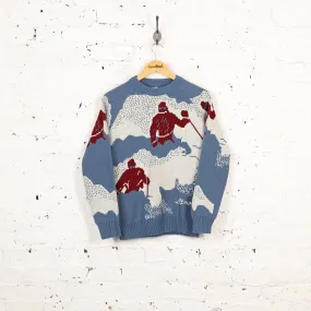 Ski Picture Knit Jumper - Blue - S