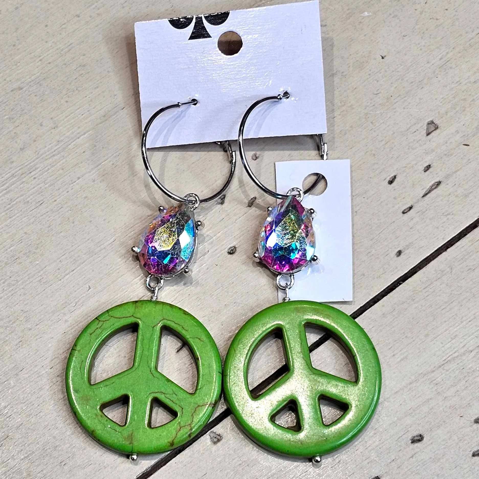 SL Peace Sign AB Drop Earrings