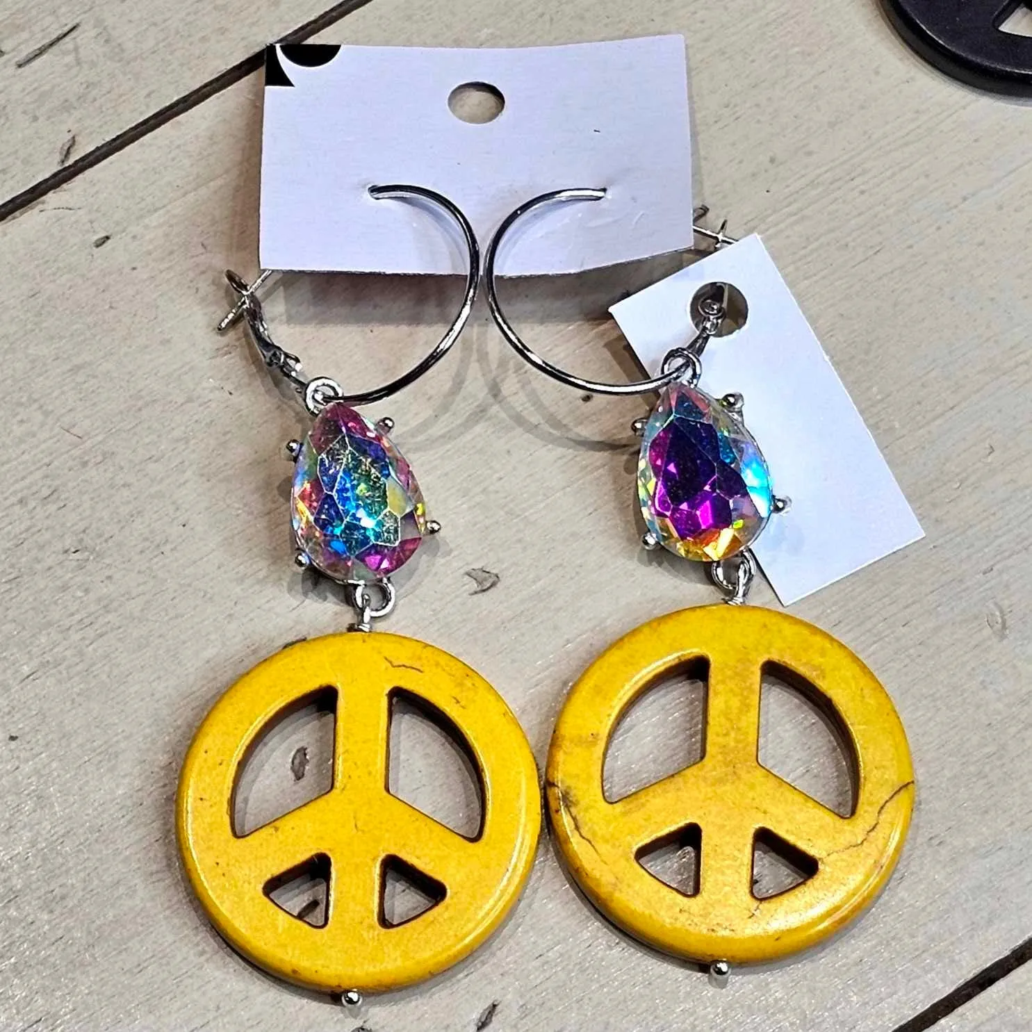 SL Peace Sign AB Drop Earrings