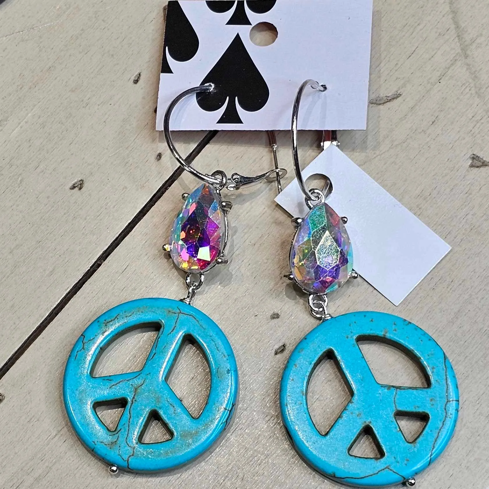 SL Peace Sign AB Drop Earrings