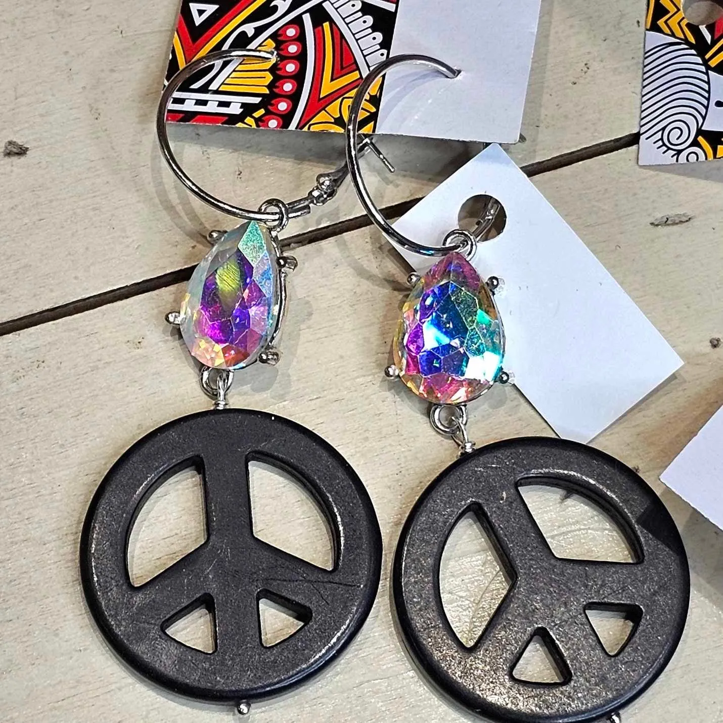 SL Peace Sign AB Drop Earrings