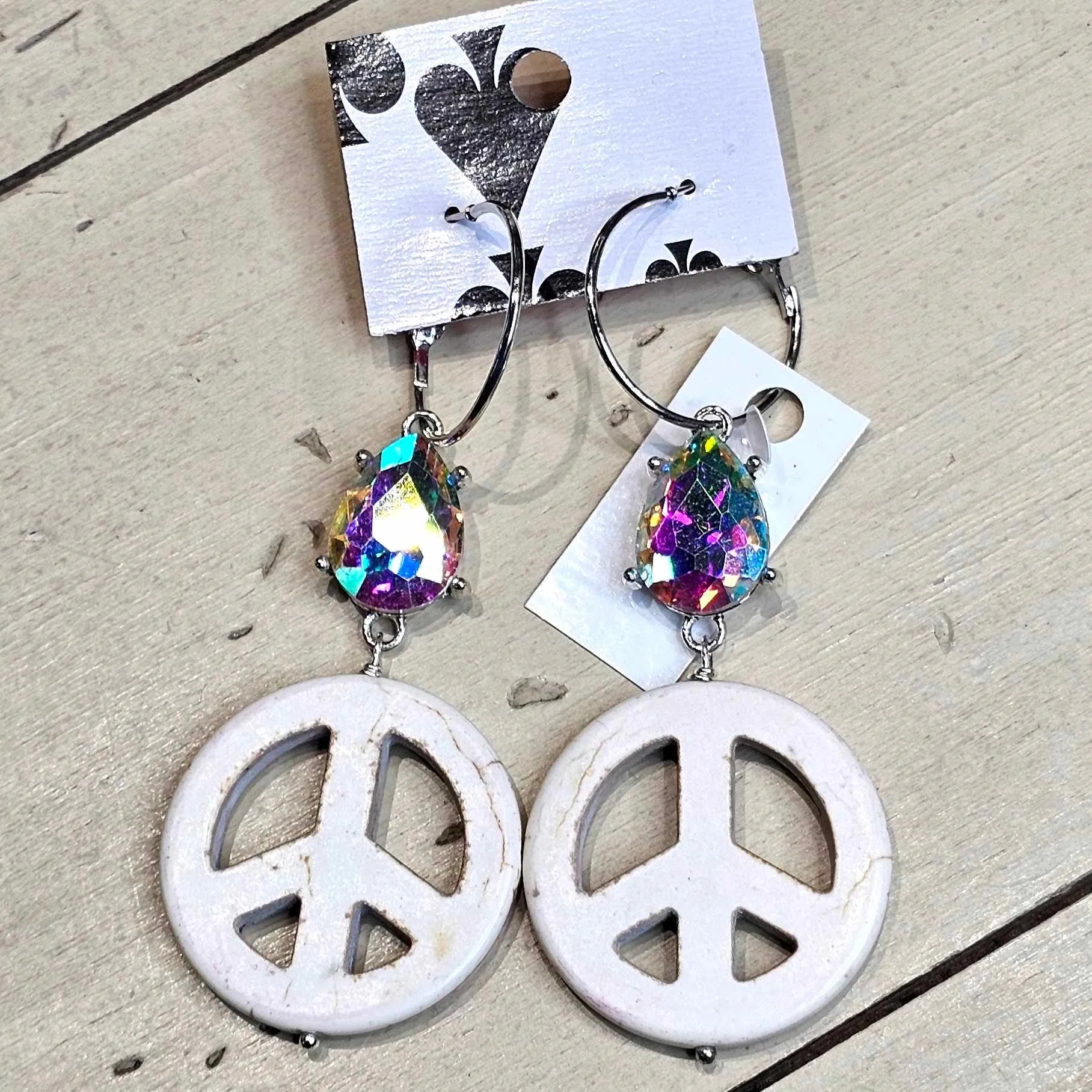 SL Peace Sign AB Drop Earrings