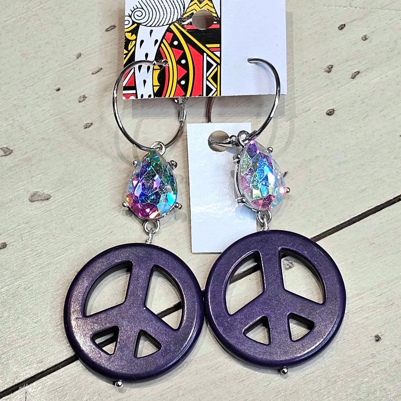 SL Peace Sign AB Drop Earrings