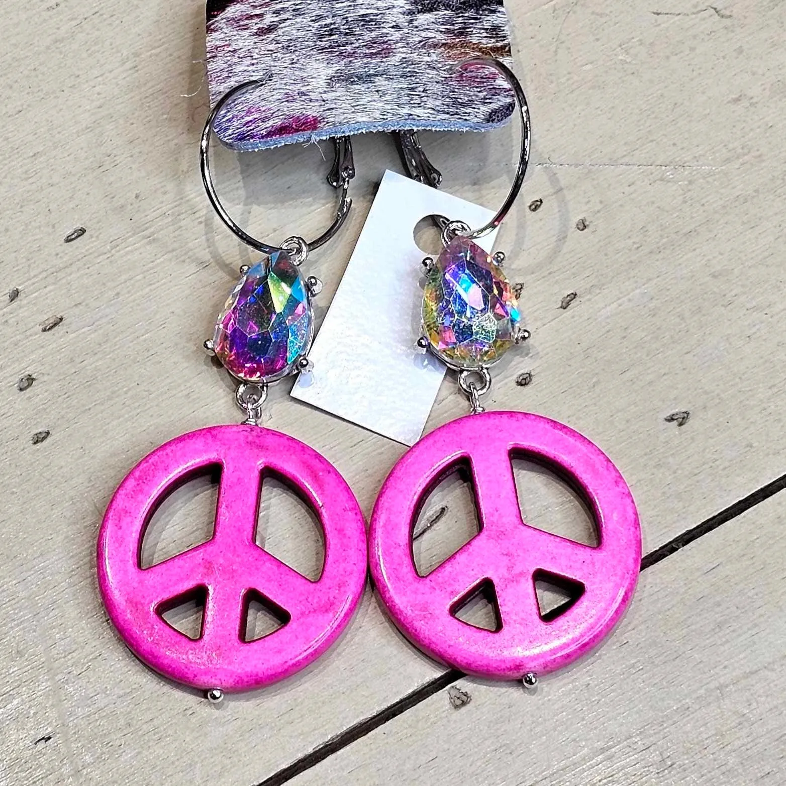 SL Peace Sign AB Drop Earrings