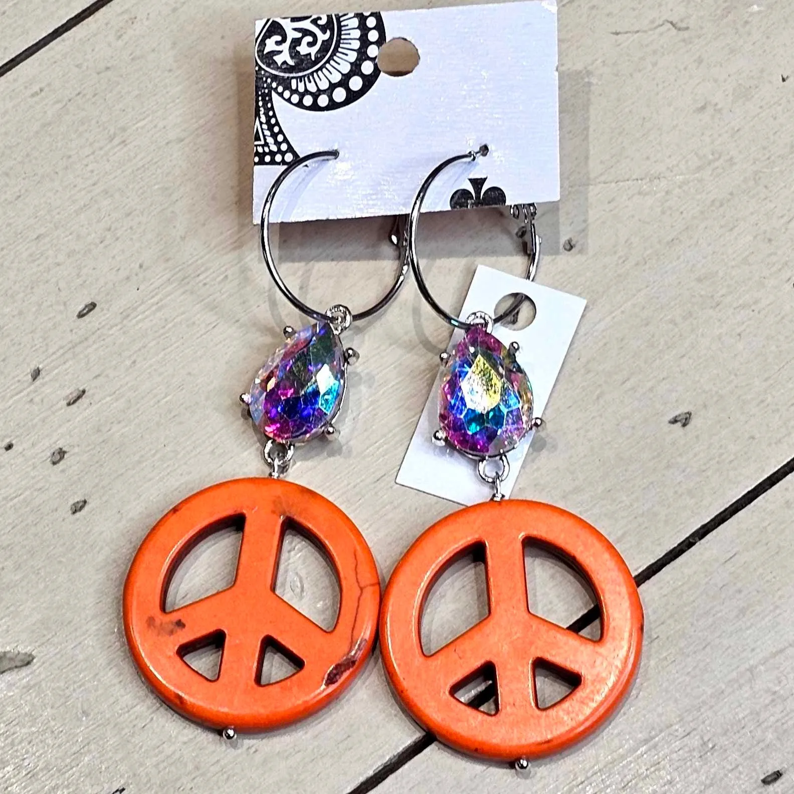 SL Peace Sign AB Drop Earrings