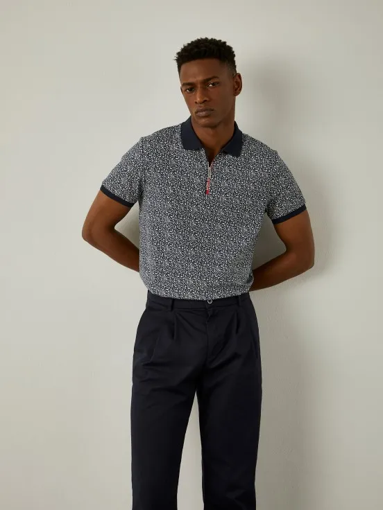 Slim fit polo with flower pattern