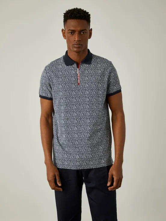 Slim fit polo with flower pattern