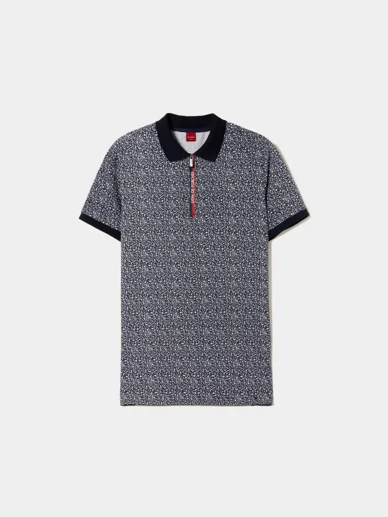 Slim fit polo with flower pattern