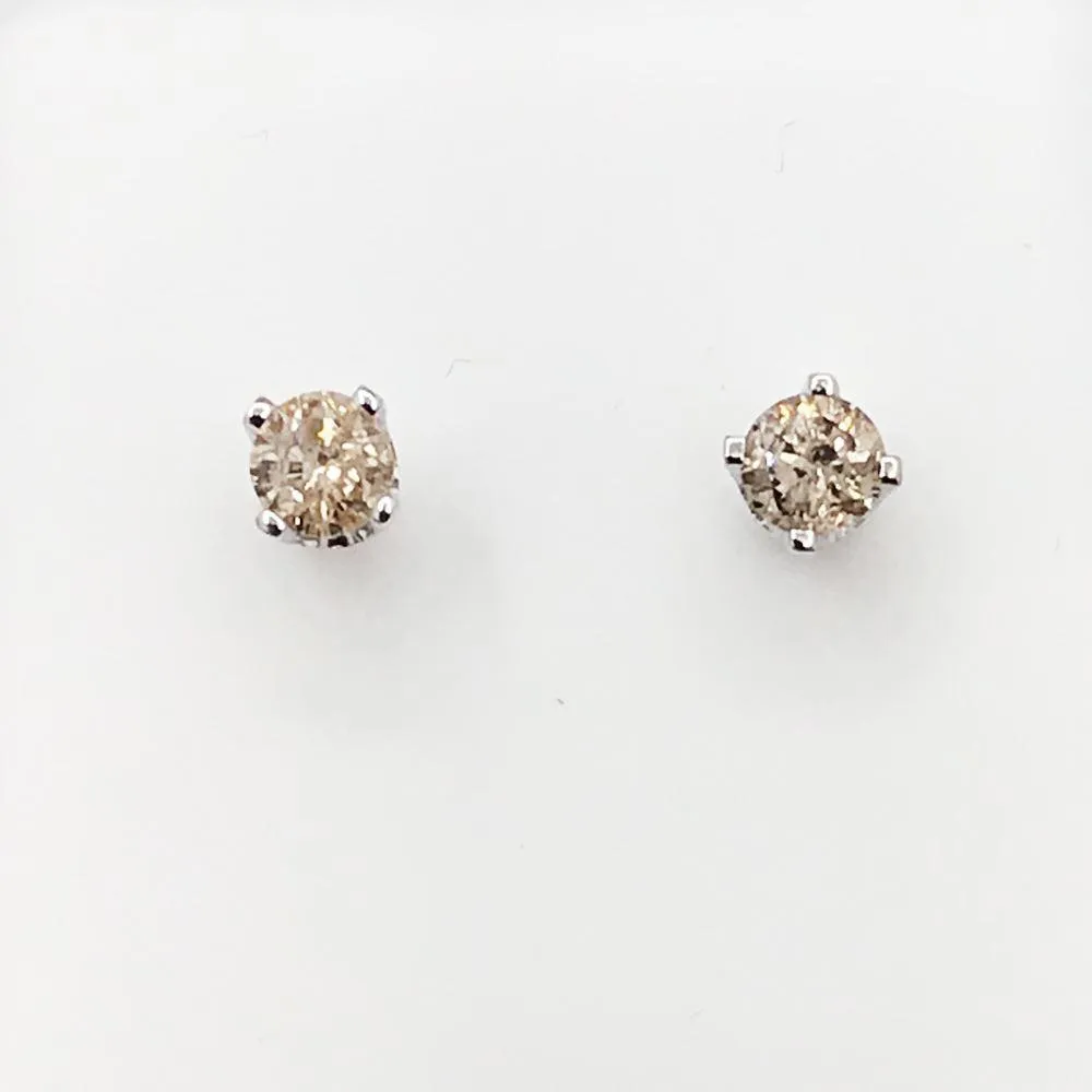 Solitaire Diamond Stud Earrings .20cttw 14K White Gold