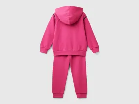 Sweat tracksuit in 100% cotton - Fuchsia | Benetton