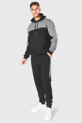 Tall Official Man Tape Hooded Tracksuit | boohooMAN UK