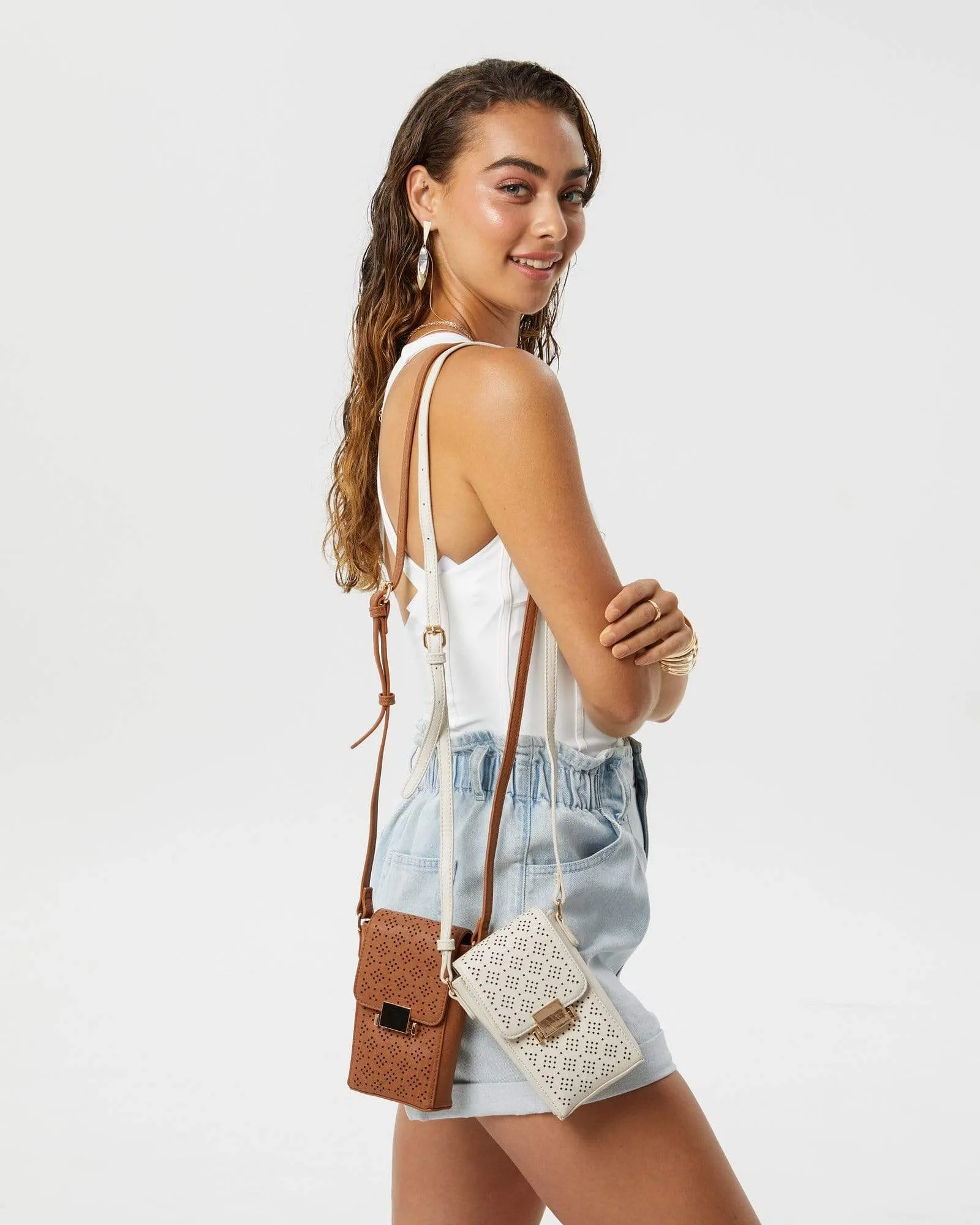 Tan Abby Mobile Cross Body Bag