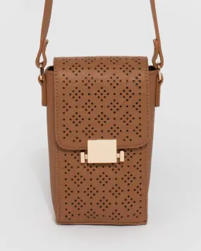 Tan Abby Mobile Cross Body Bag