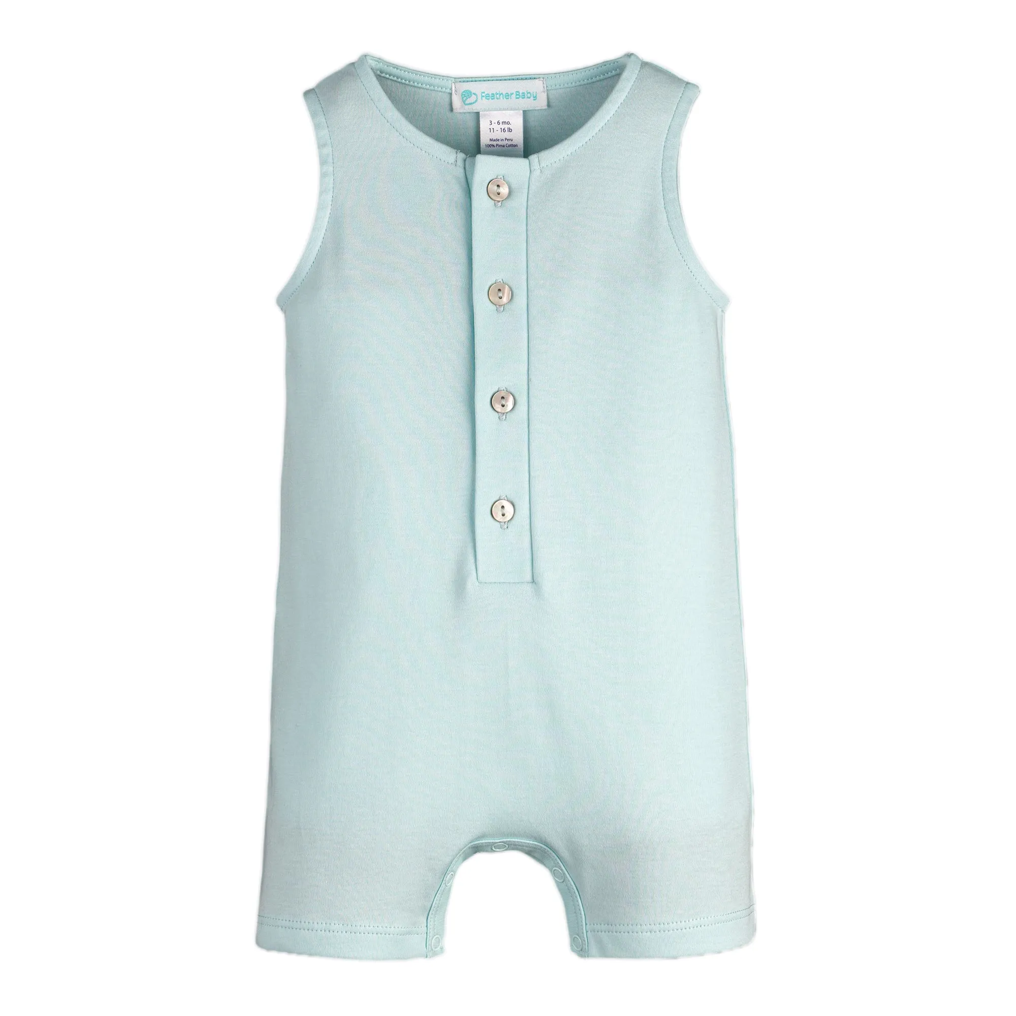 Tank Bubble Romper - Solid Aqua