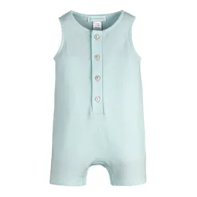 Tank Bubble Romper - Solid Aqua