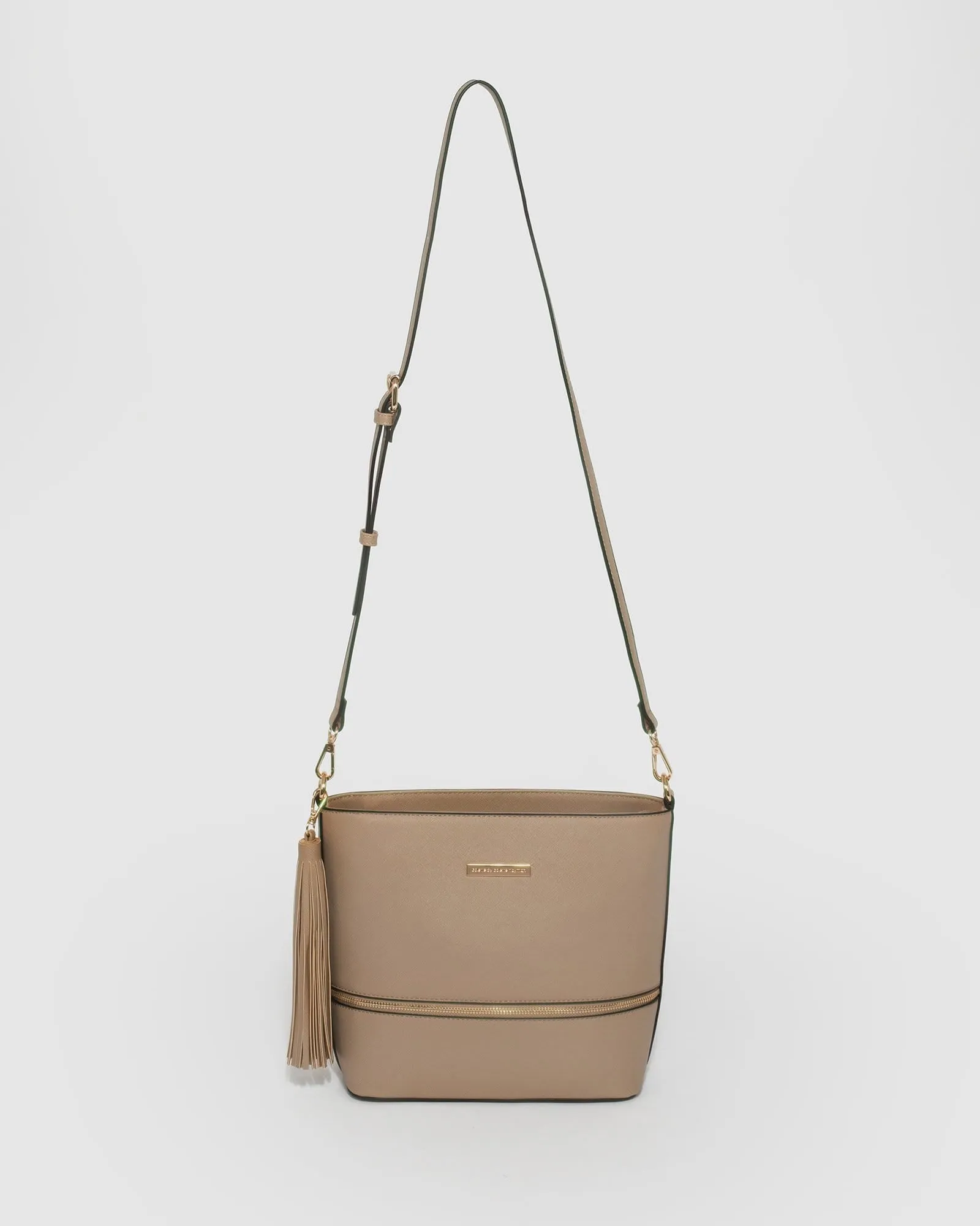 Taupe Pia Tassel Medium Cross Body Bag