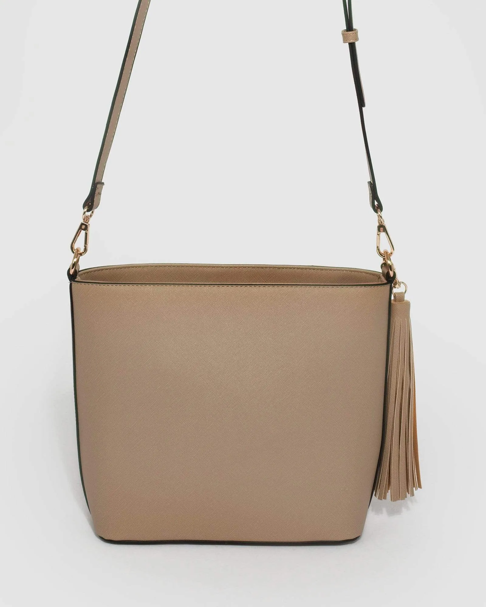 Taupe Pia Tassel Medium Cross Body Bag