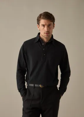 Teddy Long Sleeve Polo Shirt - Black