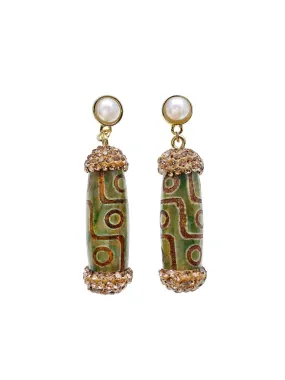 Tibetan Dzi Beads Dangle Earrings HE016