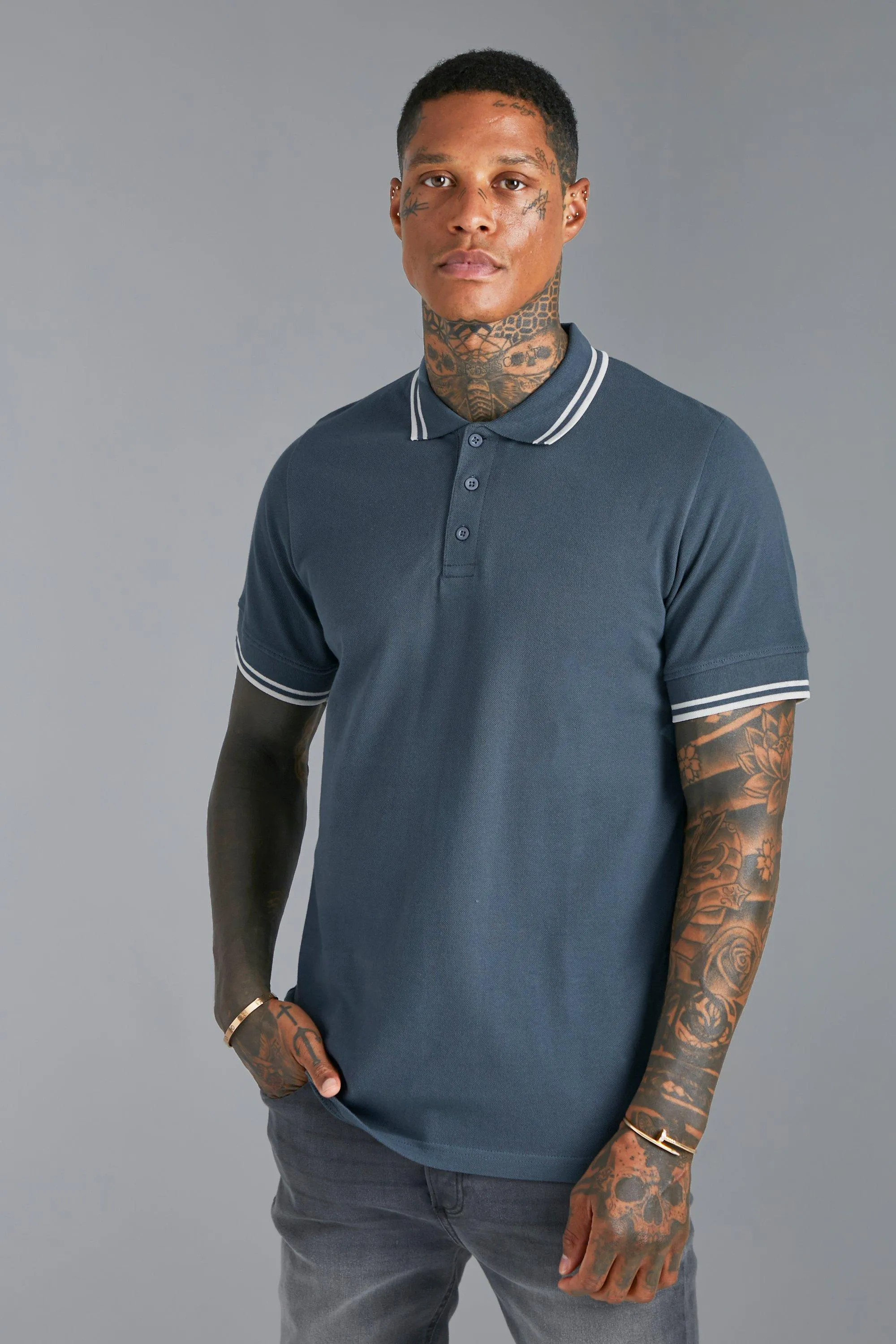 Tipped Slim Pique Polo