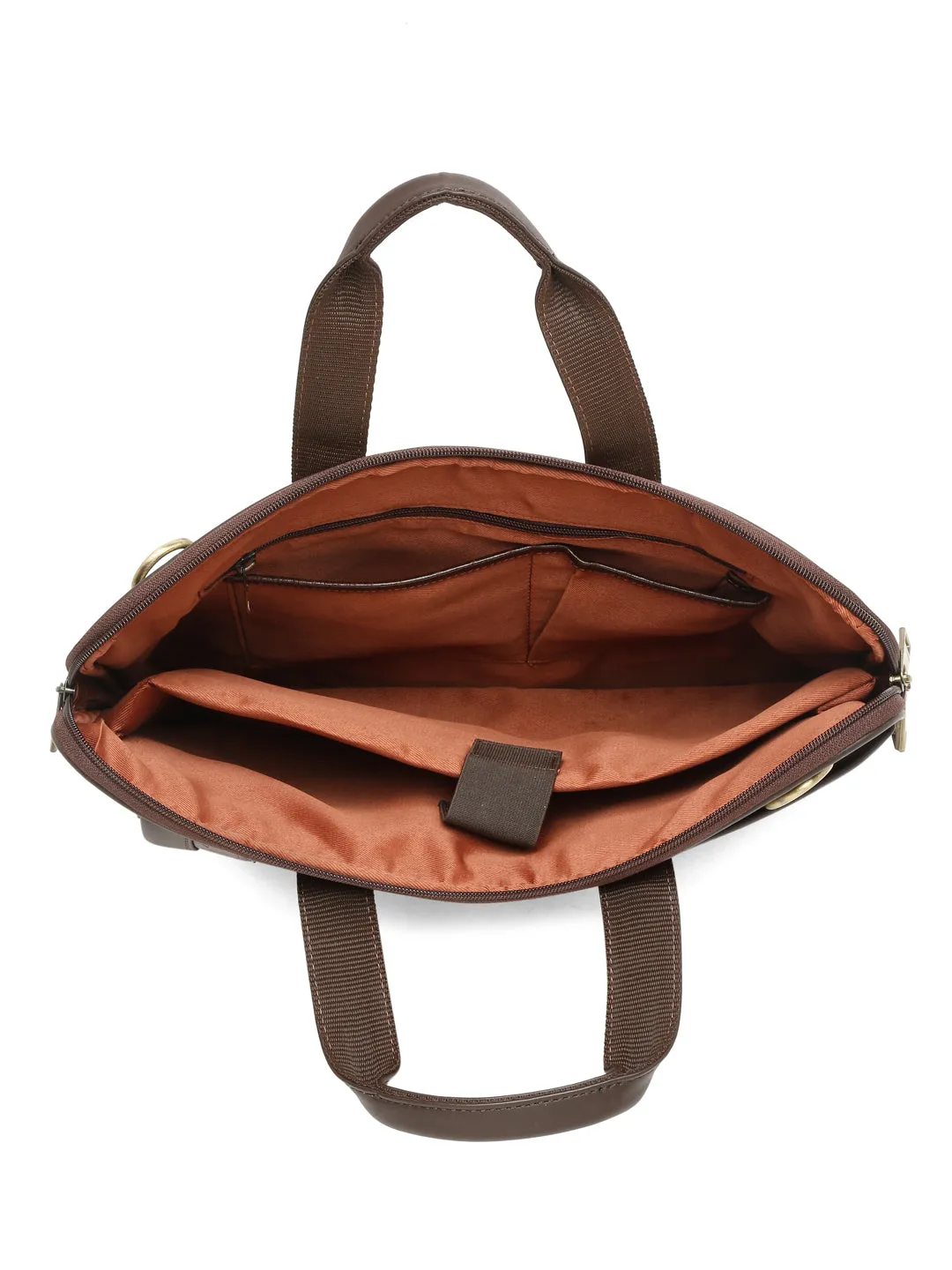 Unisex Brown Textured Genuine Leather Laptop Bag